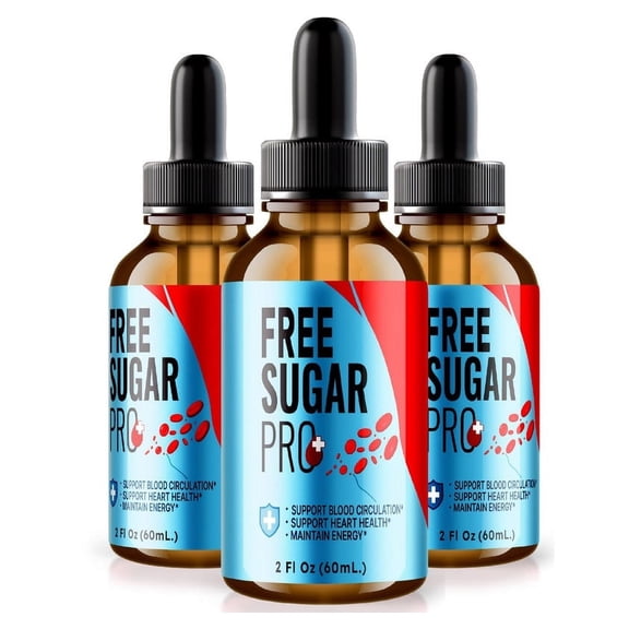 (3 Pack) Free Sugar Pro Drops, Unique Natural Blend Dropper, Maximum Strength Liquid Supplement, Sugar Free Pro Formula for Overall Blood Health, Official FreeSugarPro Reviews (90 Servings)