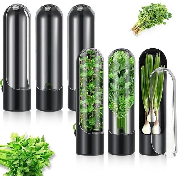 3-Pack Fresh Herb Keeper for Refrigerator, Herb Keeper Container, Freshness Cup for Refrigerator, Herb Storage Saver for Cilantro and Vegetables, Keeps Fresh for 2-3 Weeks