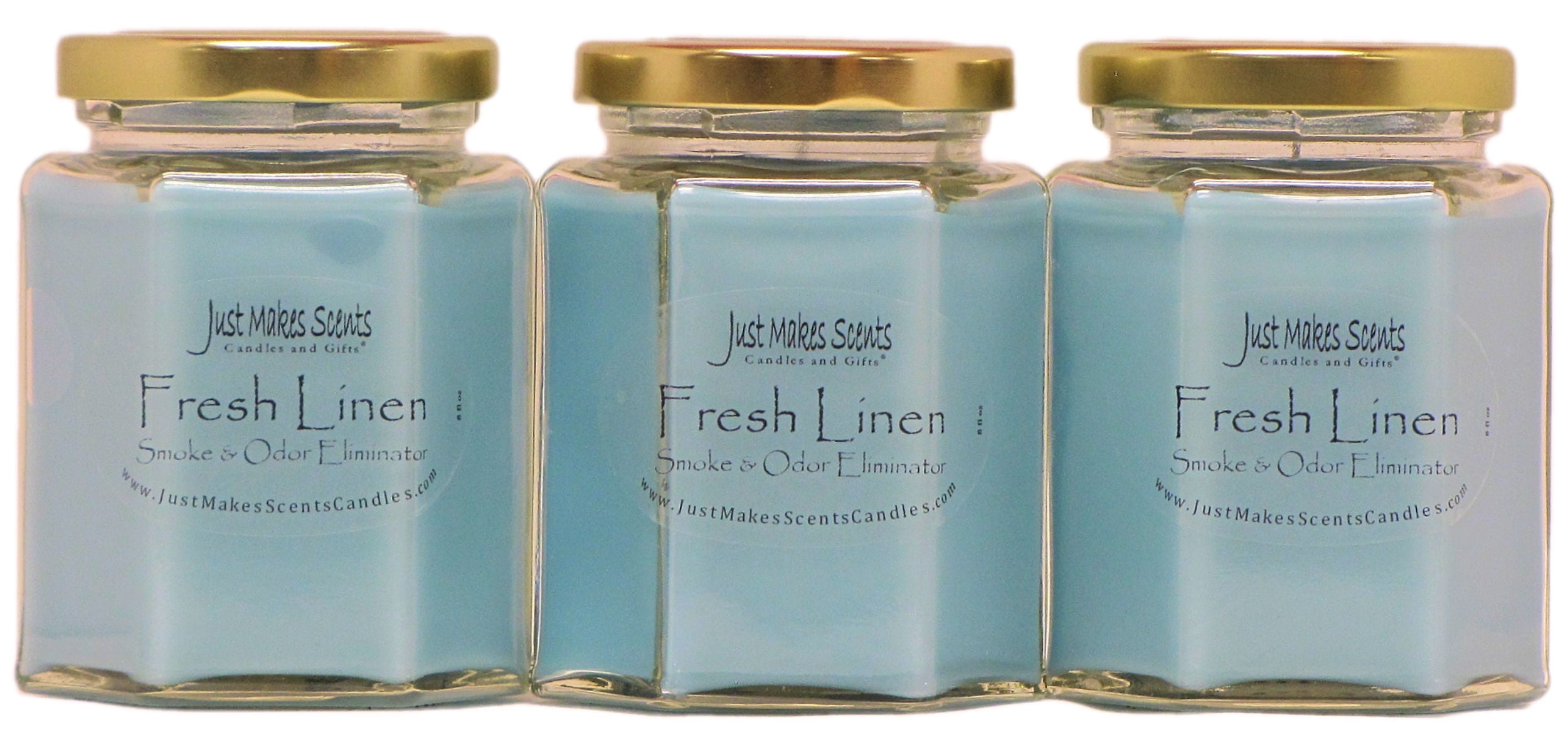 3- Pack Fresh linen Smoke & Odor Eliminator Candle, 8 oz Hexagon jar