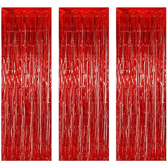 3 Pack Fringe Curtains Party Decor,Wedding Graduations Birthday Christmas Event Party Supplies 1*2m
