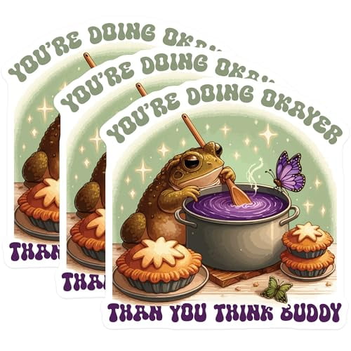 (3 Pack) Frog Cooking Decals - Inspirational Quote Sticker - Funny Kitchen Decals - 3 Inches On Longest Side - Easy Peel & Apply - Made in USA - 3MCS4714