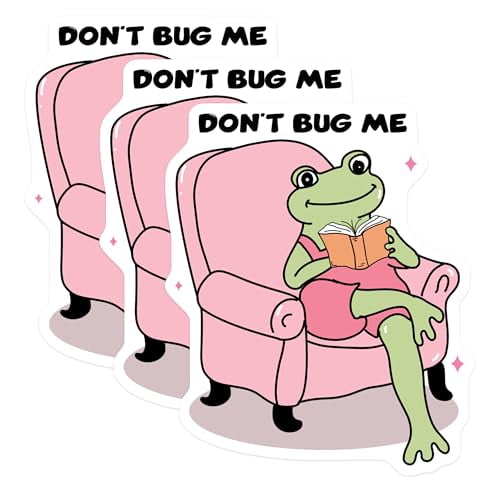 (3 Pack) Frog Decals - Don't Bug Me - Reading Frog Laptop Decal- 3 Inches On Longest Side - Easy Peel & Apply - Made in USA - 3MCS5814