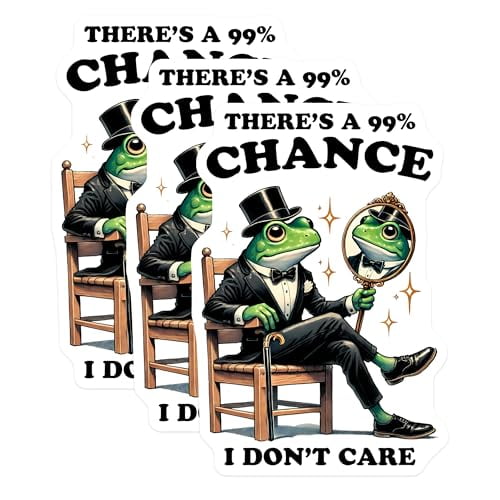 (3 Pack) Frog Decals - Funny Frog - I Dont Care Decal - 3 Inches On Longest Side - Easy Peel & Apply - Made in USA - 3MCS6382