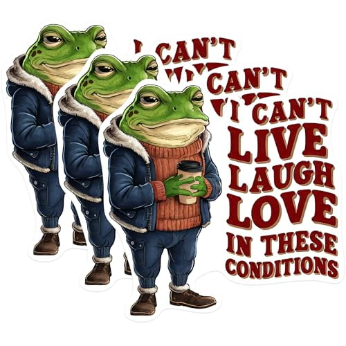 (3 Pack) Frog Decals - Funny Frog - Live Laugh Love Decals - 3 Inches On Longest Side - Easy Peel & Apply - Made in USA - 3MCS0947