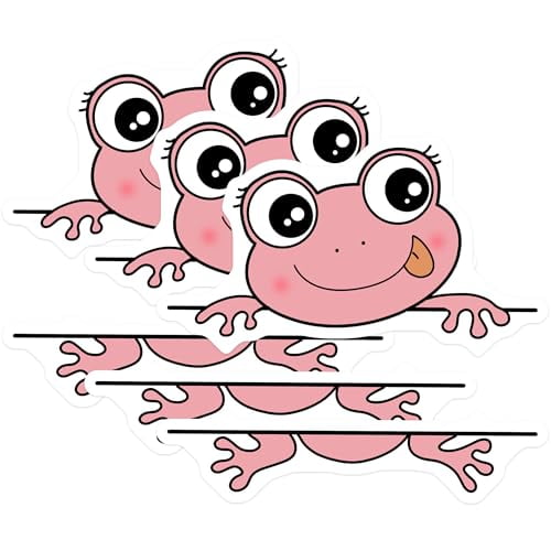 (3 Pack) Frog Decals - Pink Frog - Cute Animal Decals- 3 Inches On Longest Side - Easy Peel & Apply - Made in USA - 3MCS5421