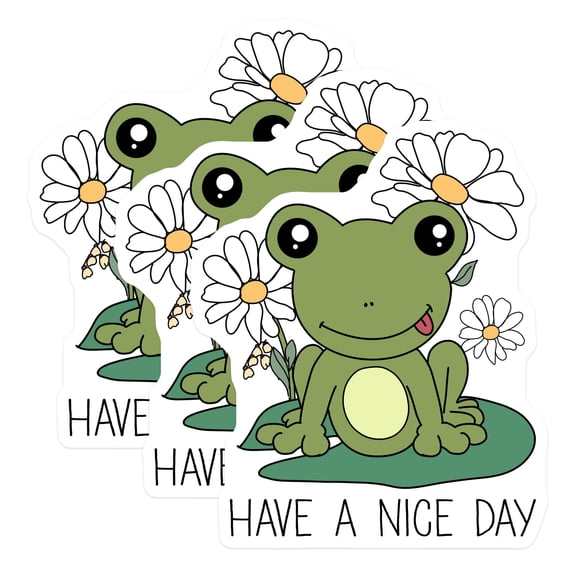 (3 Pack) Frog Laptop Decals - Cute Frog Stickers - Have a Nice Day Decal- 3 Inches On Longest Side - Easy Peel & Apply - Made in USA - 3MCS5338