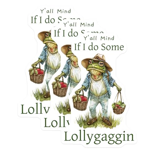 (3 Pack) Frog Lollygaggin Decals - Funny Animal Decals - Country Frog Sticker - 3 Inches On Longest Side - Easy Peel & Apply - Made in USA - 3MCS2245