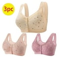 thumbnail image 1 of Husipze 3 Pack Front Closure Bra for Seniors Printed Wireless Bras Women's Comfortable Plus Size Full Figure Bra Underwear Hot Pink 4XL, 1 of 6