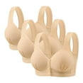 thumbnail image 1 of 3 Pack Front Closure Bras for Women Full Support Comfort Push up Bralette Wireless Snap Closing Everyday Bra Style B-1 New Sports Bras for Women Plus Size Beige M, 1 of 3