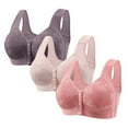 thumbnail image 1 of 3 Pack Front Closure Bras for Women Front Button Closure Bra Full Coverage Bra Senior Front-Closing Wirefree Bra, 1 of 7