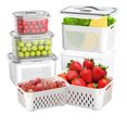 3 Pack Fruit Storage Containers for Fridge, Airtight Food Storage