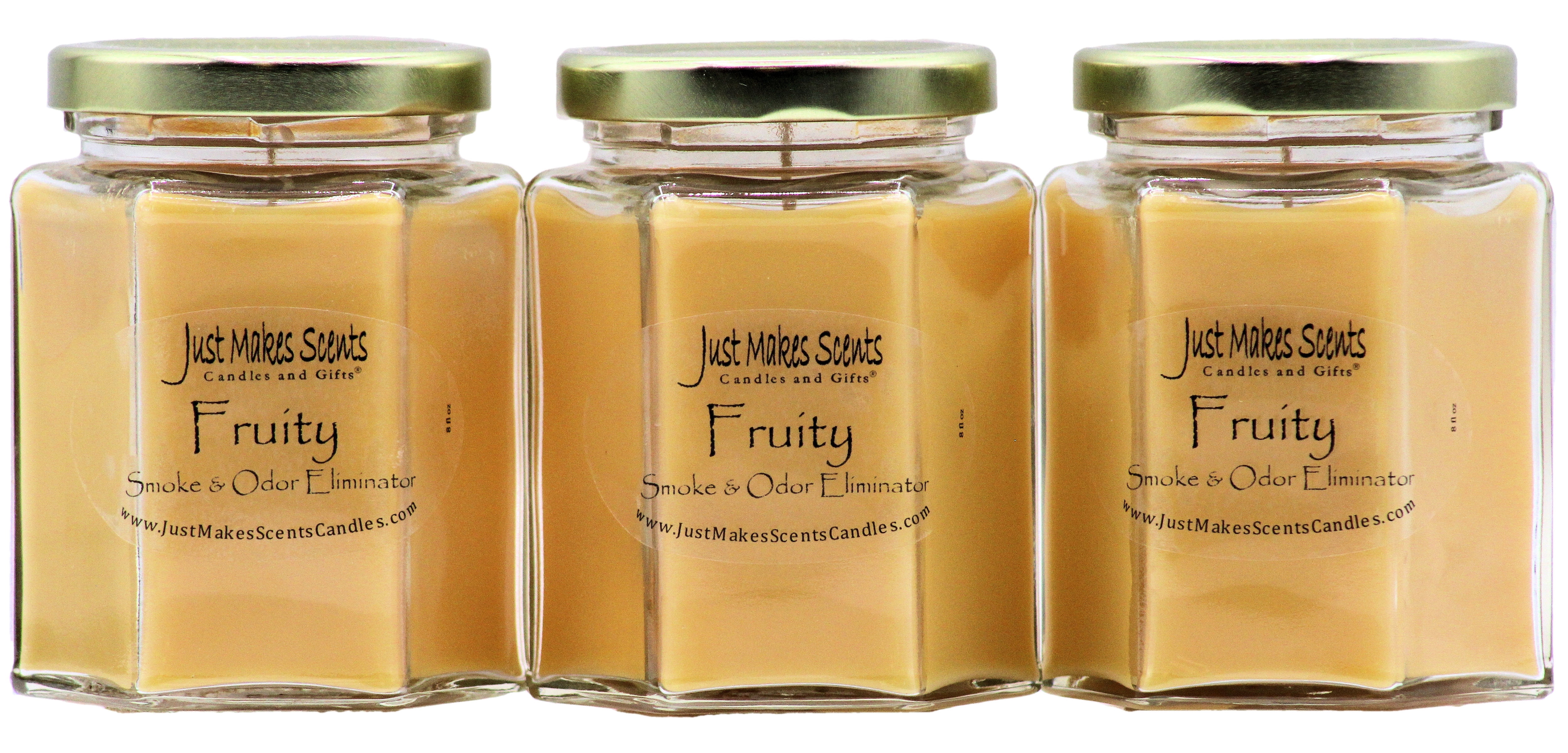 3-Pack Fruity Smoke & Odor Eliminator Candle, 8 oz Hexagon jar