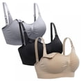 thumbnail image 1 of 3 Pack Full Bust Seamless Nursing Maternity Bras Bralette M-4XL with Extra Bra Extenders & Clips, 1 of 13
