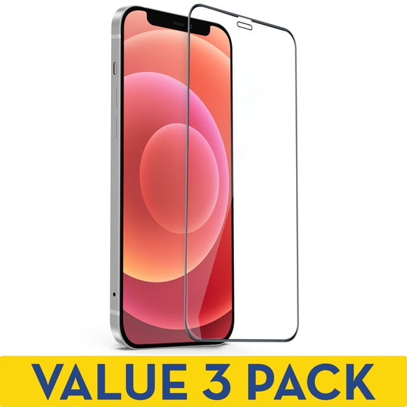 3-Pack Full Coverage Premium 2.5D Round Edge HD Tempered Glass Screen Protector for iPhone 12 / iPhone 12 Pro