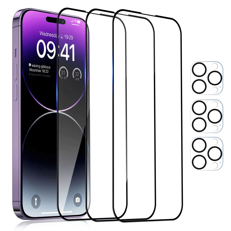 3 Pack Full Coverage Screen Protector Camera Lens For iPhone 14 13 11