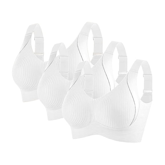 3 Pack Full Coverage Wireless Bra Yoga Sports Bras Back Closure Bra Padded Sports Bras for Women Bras for Senior Women Crossover Bra Curvy Fit Bra Back Hook Bra Low Back Bra Wireless Bras for Women