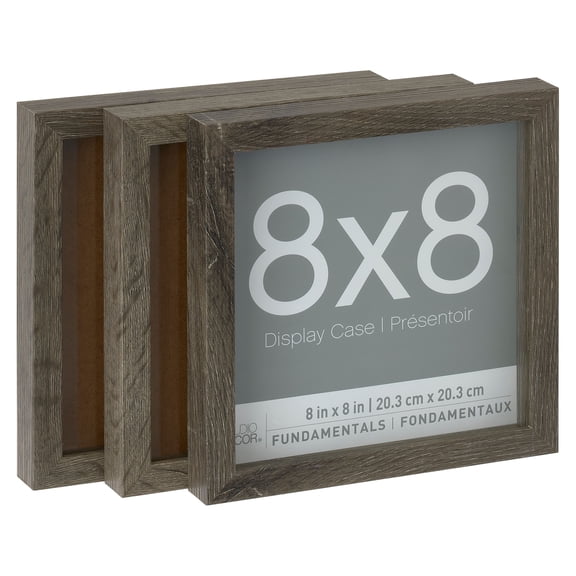 3 Pack Fundamentals 8" x 8" Gray Shadow Boxes by Studio Decor