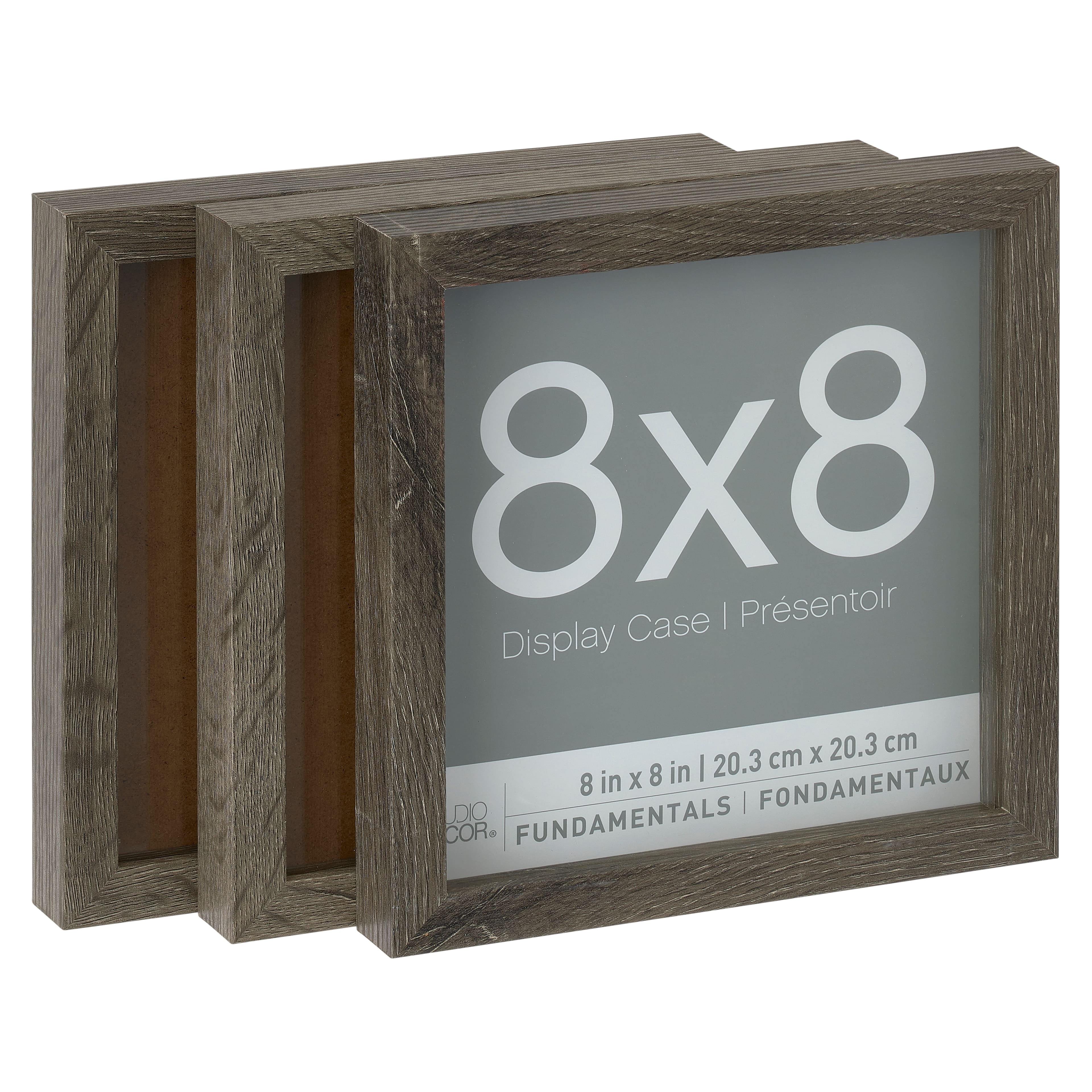 3 Pack Fundamentals 8" x 8" Gray Shadow Boxes by Studio Decor