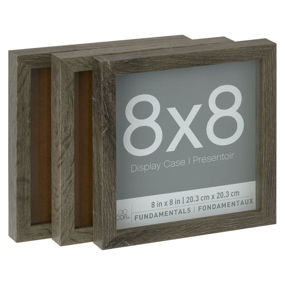 3 Pack Fundamentals 8" x 8" Gray Shadow Boxes by Studio Decor