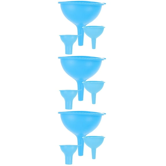 Set of 3 Blue Funnels for Filling Bottles, Feeder Sticky Tabs, and Drinks