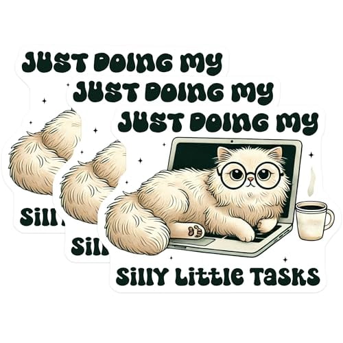 Silly Computer Decals (3 Pack) Funny Cat Laptop Decals - Silly Tasks - Cute Kitten Sticker ...