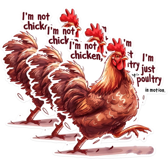 (3 Pack) Funny Chicken Decals - Poultry in Motion - Laptop Decal - 3 Inches On Longest Side - Easy Peel & Apply - Made in USA - 3MCS1456
