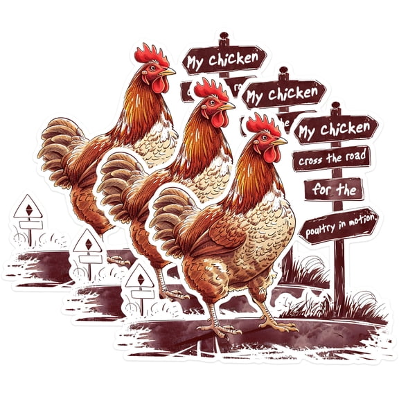 (3 Pack) Funny Chicken Decals - Poultry in Motion - Laptop Decal - 3 Inches On Longest Side - Easy Peel & Apply - Made in USA - 3MCS1462