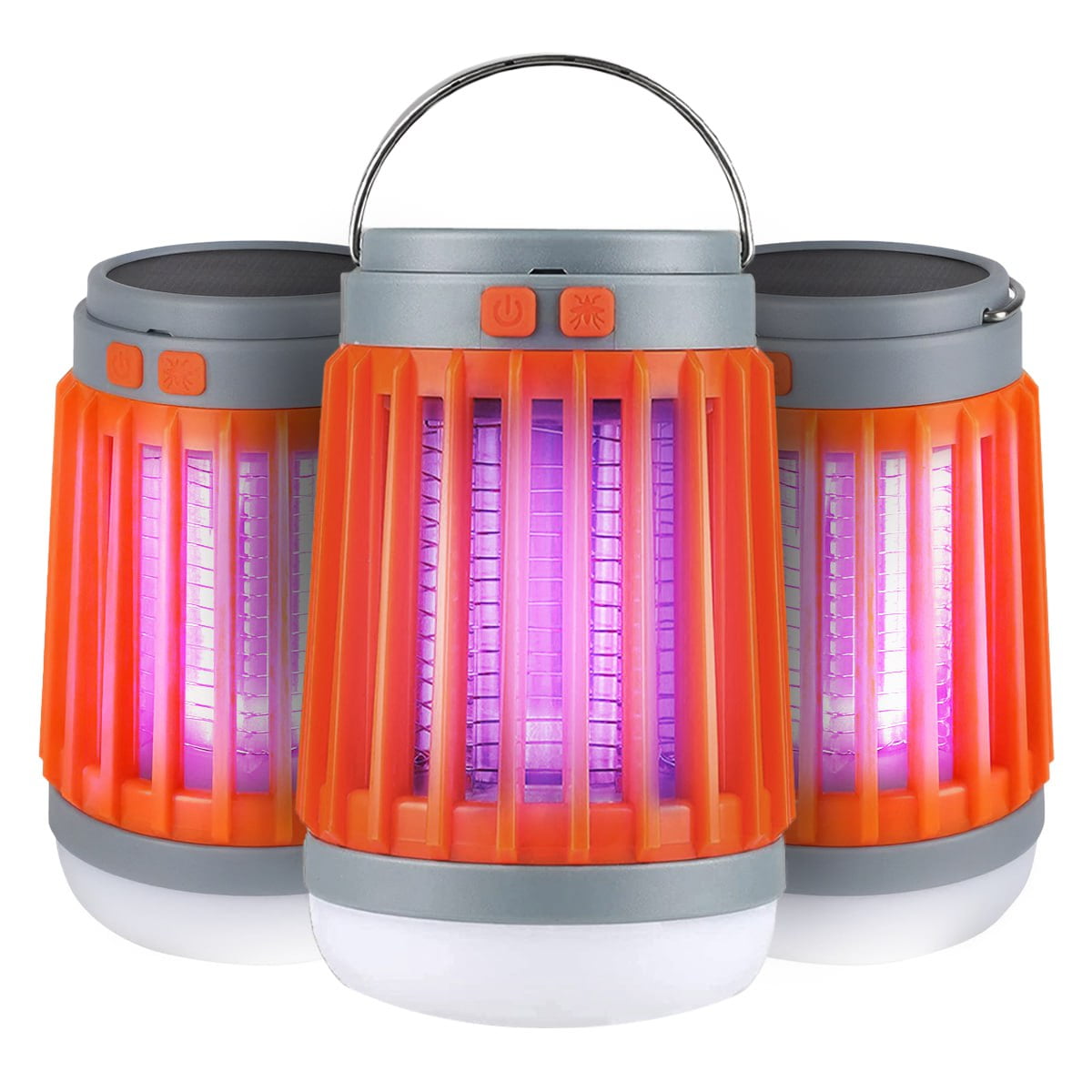 (3 Pack) Fuze Bug Zapper Mosquito Killer Lamp 3-in-1 Rechargeable Solar & USB Powered Waterproof Hanging Camping Lantern