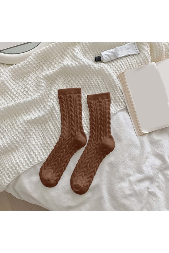 3 Pack Fuzzy Socks For Women, Warm And Cozy For Winter, Perfect For Home, Cable Soft Sleeping Socks Fall Winter Brown