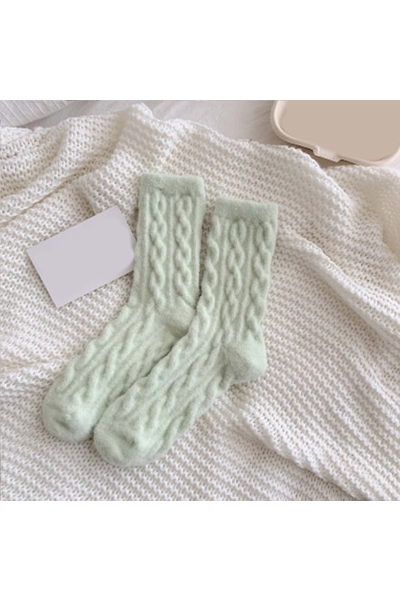 3 Pack Fuzzy Socks For Women, Warm And Cozy For Winter, Perfect For Home, Cable Soft Sleeping Socks Fall Winter Green