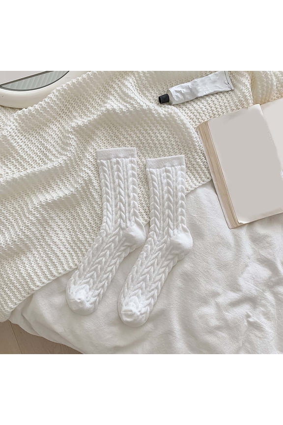 3 Pack Fuzzy Socks For Women, Warm And Cozy For Winter, Perfect For Home, Cable Soft Sleeping Socks Fall Winter White