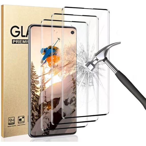 3 Pack for Galaxy S10 Screen Protector, 9H Tempered Glass, Ultrasonic Fingerprint Support, 3D Curved,HD Clear Scratch Resistant for Samsung S10(6.1 Inch) Glass Screen Protector