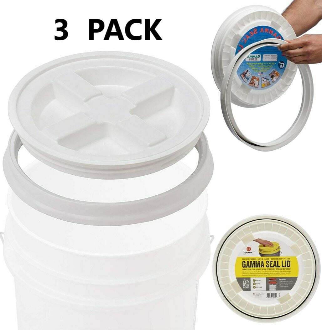 (3 Pack) Gamma Seal Lid for 5 Gallon 3.5 Gallon Buckets, White, Made in USA
