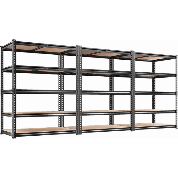 3 Pack Garage Shelving, 5-Tier Heavy Duty Metal Racks for Warehouse, 2400 lbs/Unit, 36"W x 16"D x 72"H, Adjustable Split Design for Basement, Pantry, Workshop