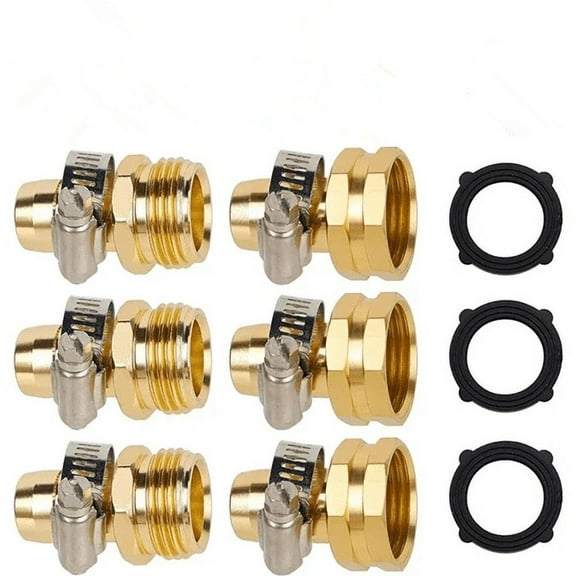 3 Pack Garden Hose Repair Kit, Hose Connector Repair Mender Kit with Stainless Clamp, Fits 3/4"-5/8" Water Hose Repair Fittings