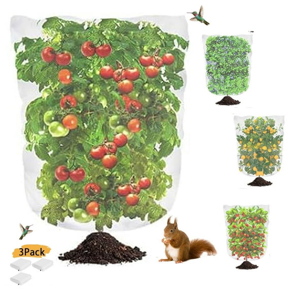 3 Pack Garden Netting Plant Protection Netting, Fruit Tree Netting with Drawstring For Garden Protection, Blueberry Bush Row Vegetable Covering Protection, Bird And Insect Prevention