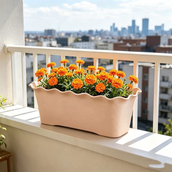 3 Pack Garden Vegetable Planting Trough Rectangular Plastic Planter Balcony Outdoor Flower Container Herb Pot Home, Brown, Ccwuwei