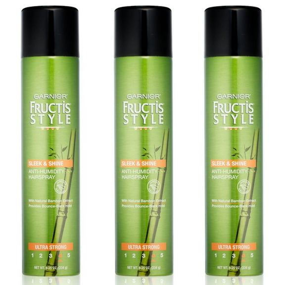 (3 Pack) Garnier Fructis Style Sleek And Shine Anti-Humidity Aerosol Hairspray 8.25 Ounce Ultra Strong #4