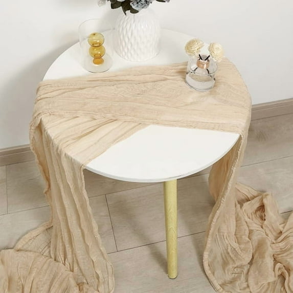 3-Pack Gauze Table Runners – Sheer Crinkle Voile Fabric, Boho Wedding Table Decor for Reception, Parties & Events