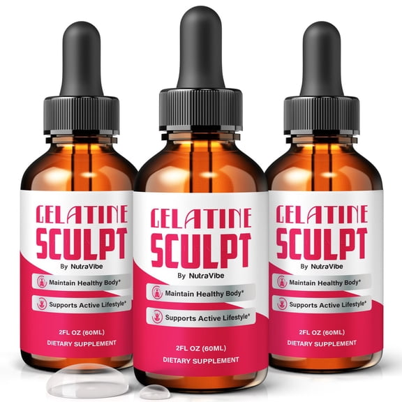 (3 Pack) Gelatine Sculpt  Natural Daily Liquid Formula Designed to Align with Fitness Goals, Support an Active Lifestyle & Body Balance | Just a Few Drops for a Fit-Focused Routine (90 Servings)