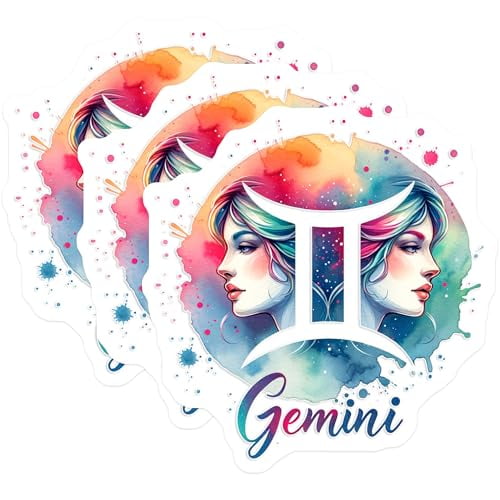 (3 Pack) Gemini Decals - Zodiac Sign Stickers - Astrology Decals- 3 Inches On Longest Side - Easy Peel & Apply - Made in USA - 3MCS5401