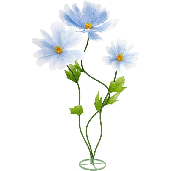 3-Pack Giant Artificial Daisy Flowers 16"-32" Large Wedding Flowers with Adjustable Stems & 12.6" Base Reusable Decor for Wedding Party Photography (Blue)