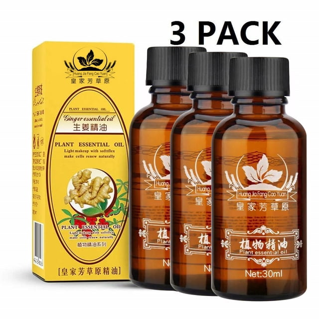 3 Pack Ginger Massage Oil, Lymphatic Drainage Ginger Oil, Natural Plant