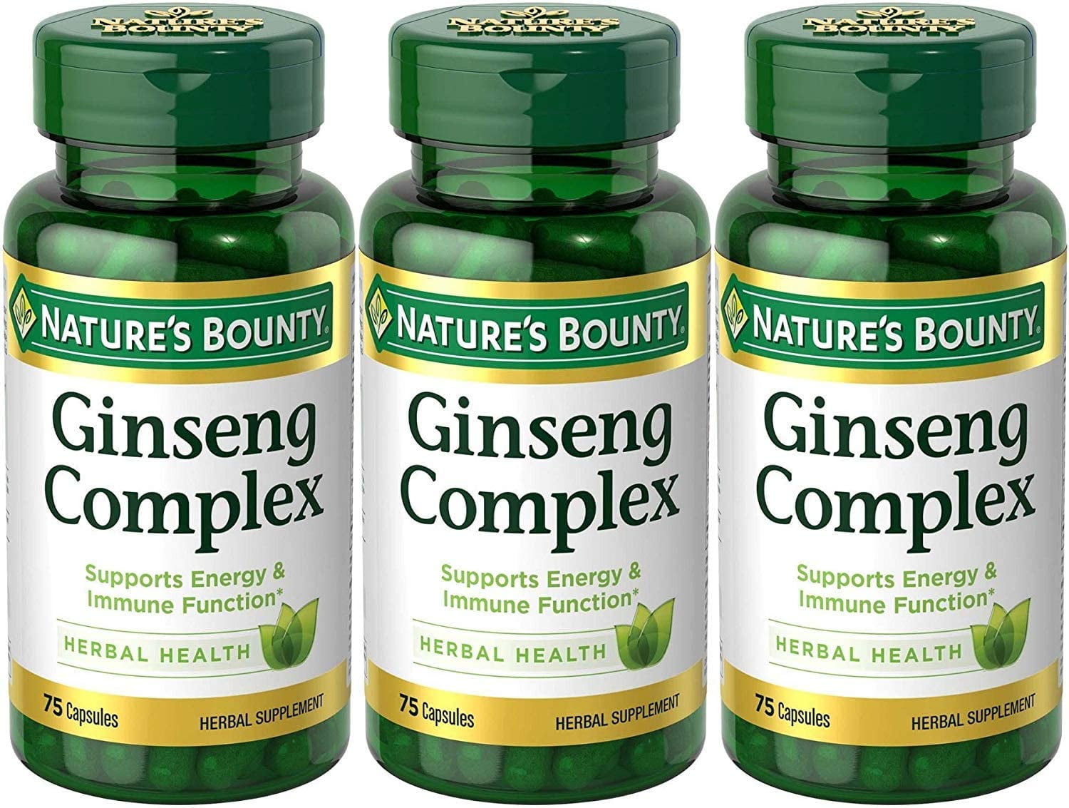3 Pack Ginseng Complex Herbal Health Capsules 75 ea