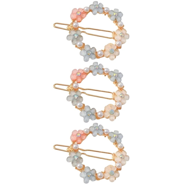 3 Pack Girl Ladies Flower Hair Clips Hair Clips Cute Rhinestone