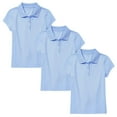 thumbnail image 1 of 3-Pack Girl's 3-Button Short Sleeve Stretch Pique Polo Shirts School Uniform (4-20), 1 of 4