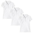 thumbnail image 1 of 3-Pack Girl's 3-Button Short Sleeve Stretch Pique Polo Shirts School Uniform (4-20), 1 of 4
