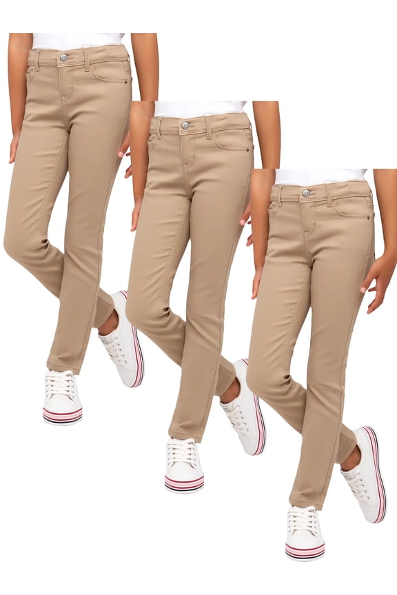 3-Pack Girl's Stretch Pencil Skinny Uniform Pants