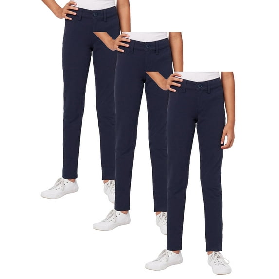 3-Pack Girl's Stretch Pencil Skinny Uniform Pants