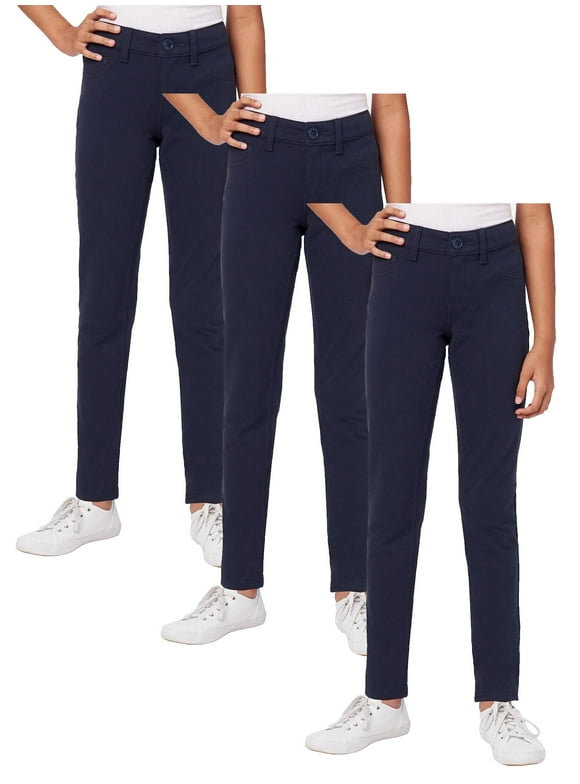3-Pack Girl's Stretch Pencil Skinny Uniform Pants